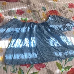 Over the shoulder denim top